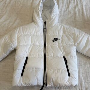 White Thermal Fit Nike Puffer Jacket with Hood